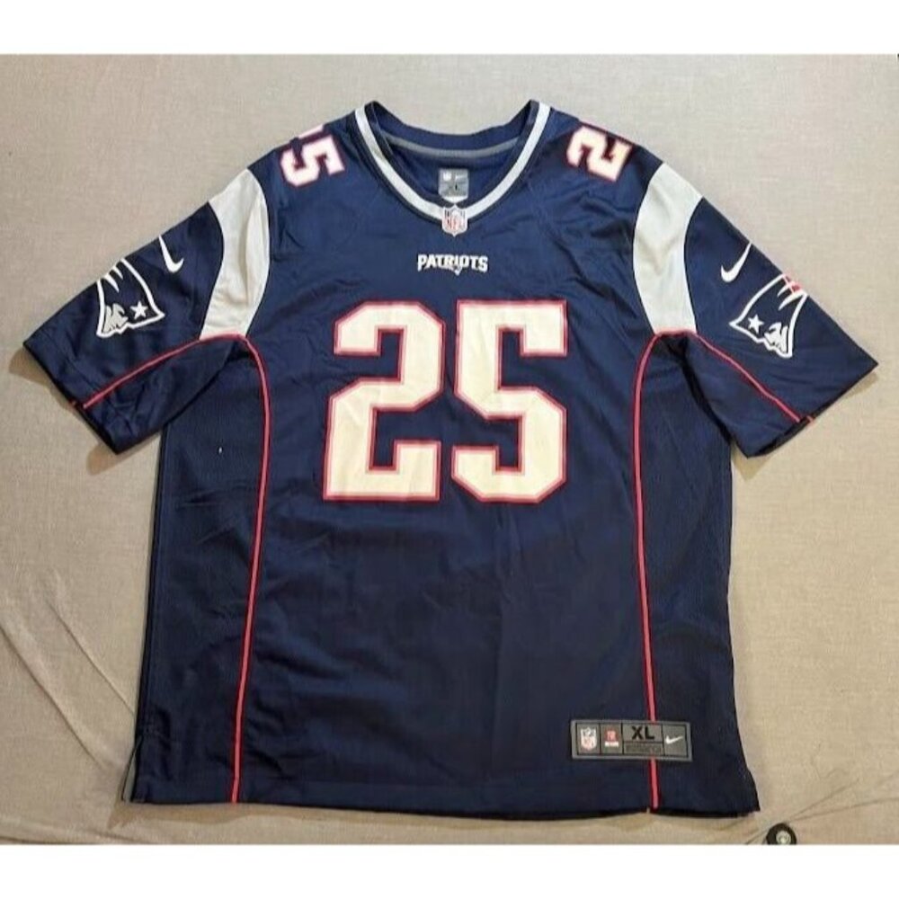 New England Patriots Tori #25 Nike Jersey Mens Extra Large Blue Short Sleeve.